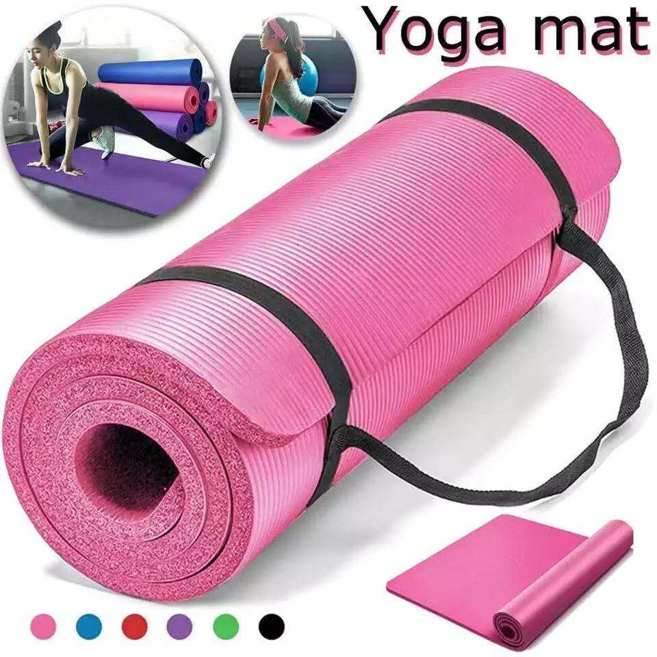 10mm NBR Yoga Mat Gym Exercise Mat + Fitness Rope Resistance Bands +  Elastic Sit Up Pull Rope Elastic Bands Pedal 1️⃣ Purple-3pcs